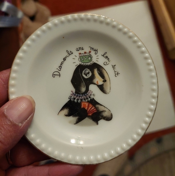 Vintage* 2 Ardalt Porcelain Dogs Playing Cards Coasters - Picture 3 of 6